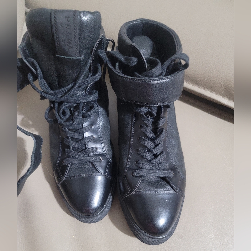 PRADA 100% Authentic velcro booties size 38.5